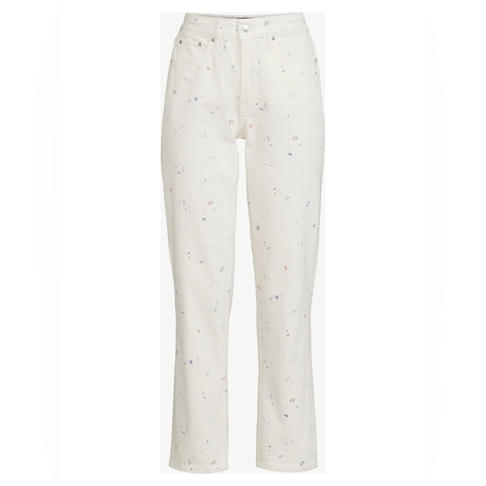 Free Assembly Women’s Floral 90s Straight Jeans Size 2 White Floral